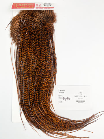 Grizzly dyed Brown - Whiting Line Rooster Saddle - Silver Grade