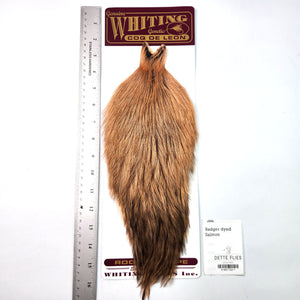 Badger dyed Salmon - Whiting Coq de Leon Rooster Cape