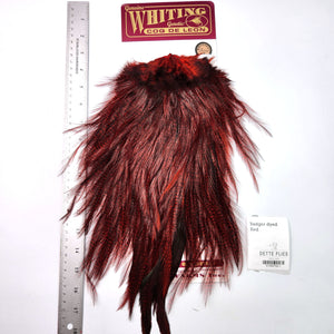 Badger dyed Red - Whiting Coq de Leon Rooster Saddle | Bronze Grade (#1)
