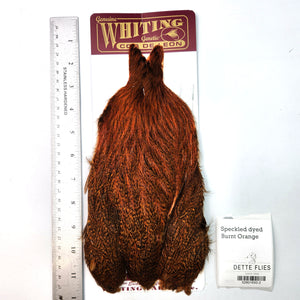 Speckled dyed Burnt Orange - Whiting Coq de Leon Hen Cape (#2)