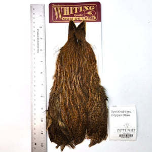 Speckled dyed Copper Olive - Whiting Coq de Leon Hen Cape (#2)