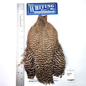 Grizzly dyed Tan - Whiting Freshwater Streamer Rooster Cape (#1)