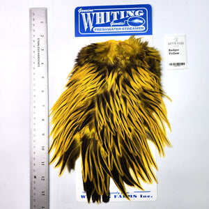 Badger dyed Yellow - Whiting Freshwater Streamer Rooster Saddle (#1)