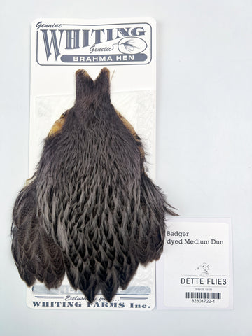 Badger dyed Medium Dun - Whiting Brahma Hen Cape