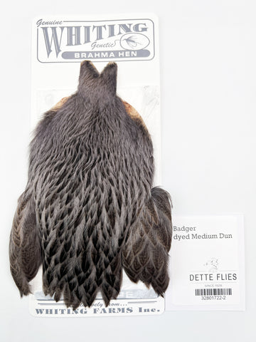 Badger dyed Medium Dun - Whiting Brahma Hen Cape