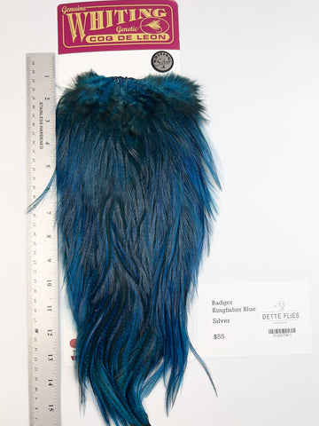 Badger dyed Kingfisher Blue - Whiting Coq de Leon Rooster Saddle | Silver Grade