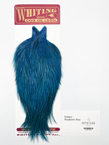 Badger dyed Kingfisher Blue - Whiting Coq de Leon Rooster Cape