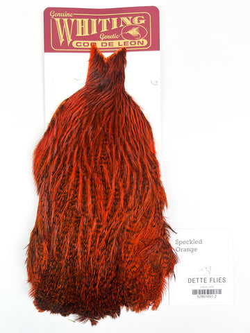 Speckled dyed Orange - Whiting Coq de Leon Hen Cape