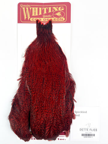 Speckled dyed Red - Whiting Coq de Leon Hen Cape