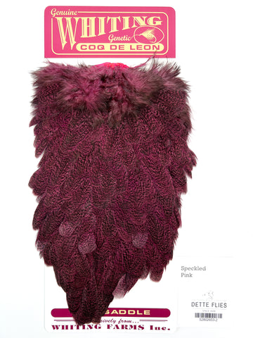 Speckled dyed Pink - Whiting Coq de Leon Hen Saddle