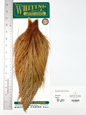 Barred Dark Ginger - Whiting Hebert Rooster Cape | Bronze Grade