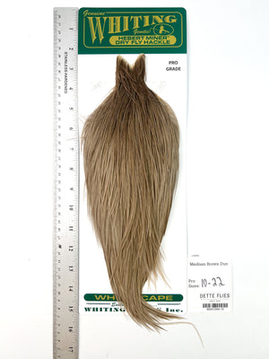 Medium Brown Dun - Whiting Hebert Rooster Cape | Pro Grade (#10)