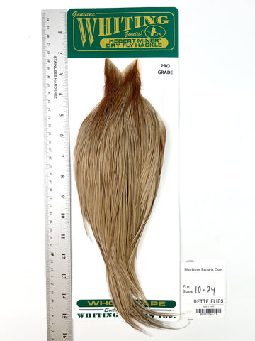 Medium Brown Dun - Whiting Hebert Rooster Cape | Pro Grade (#11)