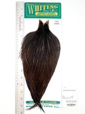 Dark Brown Dun - Whiting Hebert Rooster Cape | Pro Grade (#10)