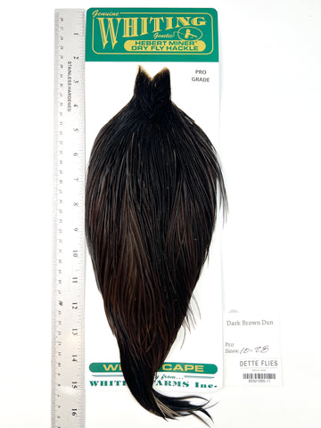 Dark Brown Dun - Whiting Hebert Rooster Cape | Pro Grade (#11)