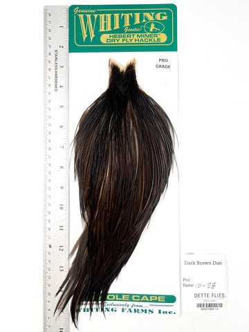 Dark Brown Dun - Whiting Hebert Rooster Cape | Pro Grade (#13)