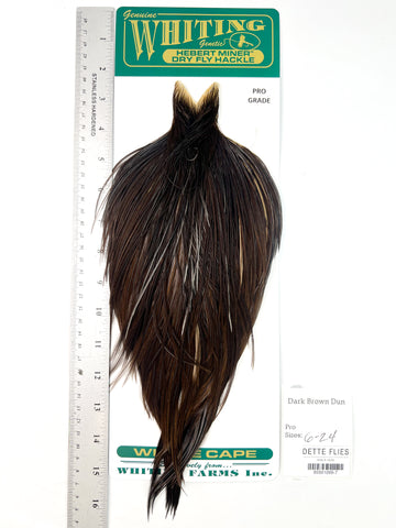Dark Brown Dun - Whiting Hebert Rooster Cape | Pro Grade (#7)
