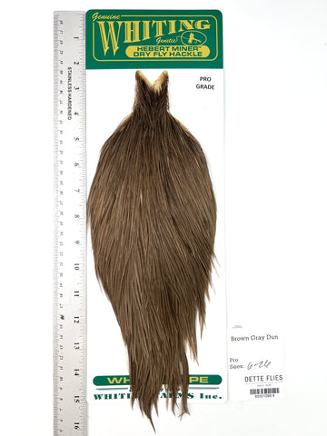 Brown Gray Dun - Whiting Hebert Rooster Cape | Pro Grade (#9)