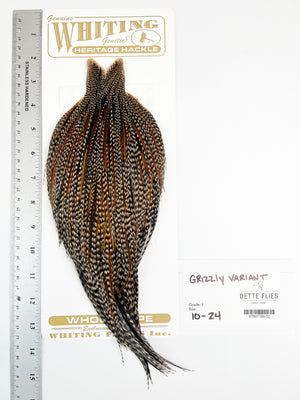 Grizzly Variant - Whiting Heritage Hackle Rooster Cape  - Grade 1