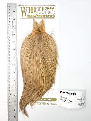 Dun Badger - Whiting Heritage Hackle Rooster Cape - Grade 1 (#43)