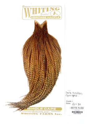 Dark Barred Ginger - Whiting Heritage Hackle Rooster Cape - Grade 1 (#63)