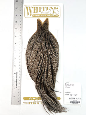 Barred Dun - Whiting Heritage Hackle Rooster Cape - Grade 2 (#93)