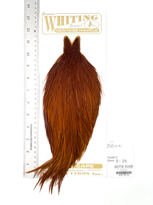 Brown - Whiting Heritage Hackle Rooster Cape - Grade 2 (#99)