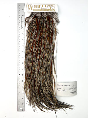 Grizzly Variant - Whiting Heritage Hackle Rooster Saddle - Grade 1 (#14)
