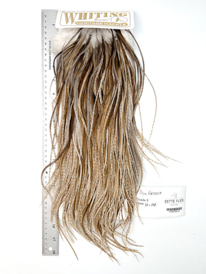 Dun Grizzly - Whiting Heritage Hackle Rooster Saddle - Grade 2 (#22)