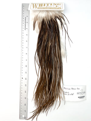 Medium Brown Dun - Whiting Heritage Hackle Rooster Saddle - Grade 2 (#30)