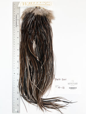 Dark Dun - Whiting Heritage Hackle Rooster Saddle - Grade 3