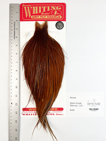 Brown - Whiting Line Rooster Cape - Silver Grade