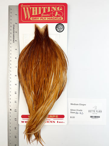 Medium Ginger - Whiting Line Rooster Cape - Silver Grade