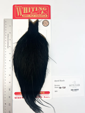 dyed Black - Whiting Line Rooster Cape - Bronze Grade