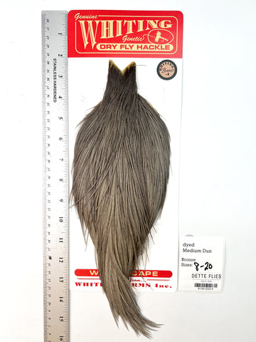 dyed Medium Dun - Whiting Line Rooster Cape - Bronze Grade (#5)