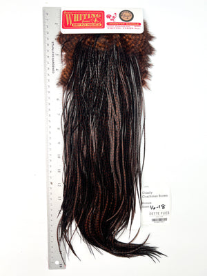 Grizzly dyed Coachman Brown - Whiting Line Rooster Saddle - Bronze Grade (#3)