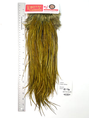 dyed Dark Olive - Whiting Line Rooster Saddle - Bronze Grade (#2)