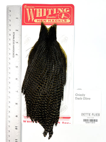 Grizzly dyed Dark Olive - Whiting Line Hen Cape (#4)