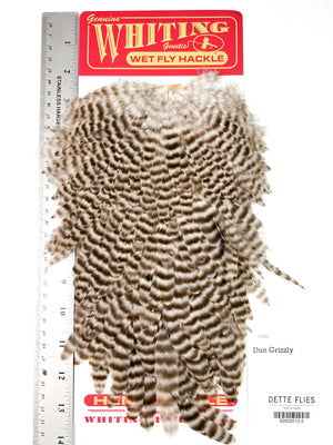 Dun Grizzly - Whiting Line Hen Saddle (#5)