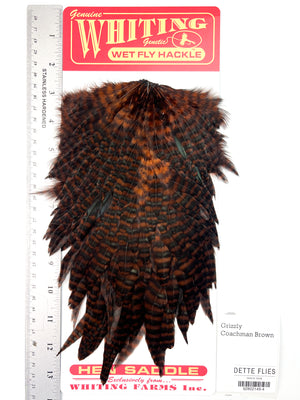 Grizzly dyed Coachman Brown - Whiting Line Hen Saddle (#4)