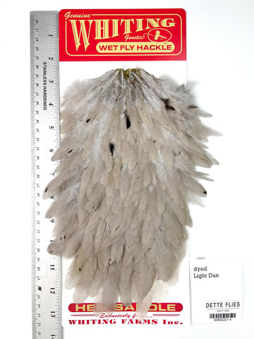 dyed Light Dun - Whiting Line Hen Saddle (#5)