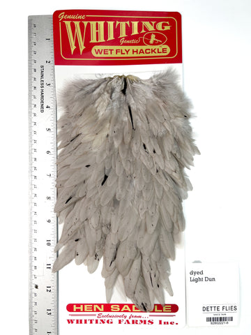 dyed Light Dun - Whiting Line Hen Saddle (#6)