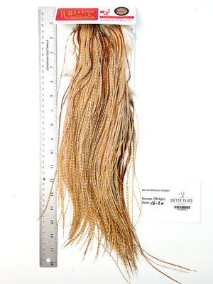 Barred Medium Ginger - Whiting Midge Line Rooster Saddle - Bronze Grade