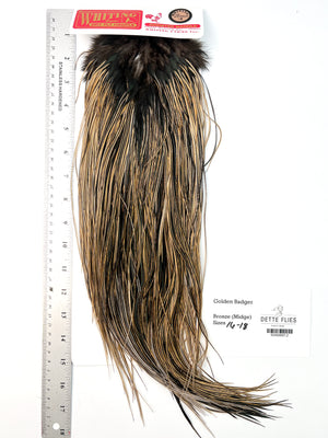 Golden Badger - Whiting Midge Line Rooster Saddle - Bronze Grade