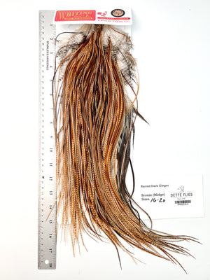 Barred Dark Ginger - Whiting Midge Line Rooster Saddle - Bronze Grade