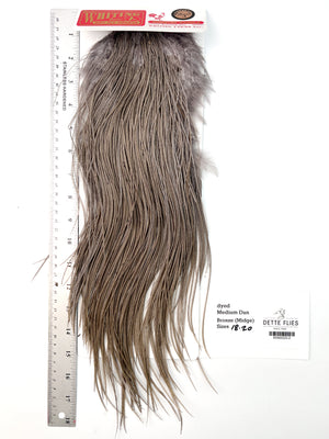 dyed Medium Dun - Whiting Midge Line Rooster Saddle - Bronze Grade