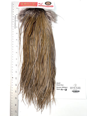 dyed Dark Dun - Whiting Midge Line Rooster Saddle - Bronze Grade