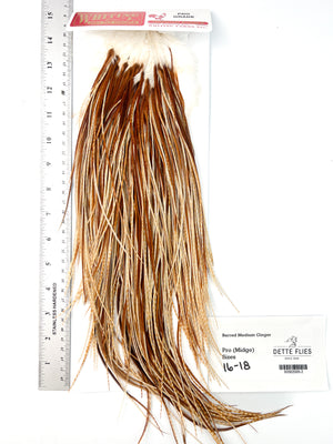 Barred Medium Ginger - Whiting Midge Rooster Saddle - Pro Grade