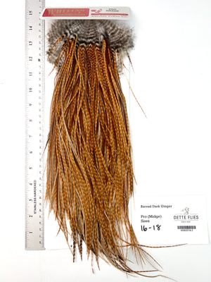 Barred Dark Ginger - Whiting Midge Rooster Saddle - Pro Grade