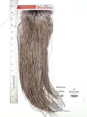 dyed Medium Dun - Whiting Midge Rooster Saddle - Pro Grade